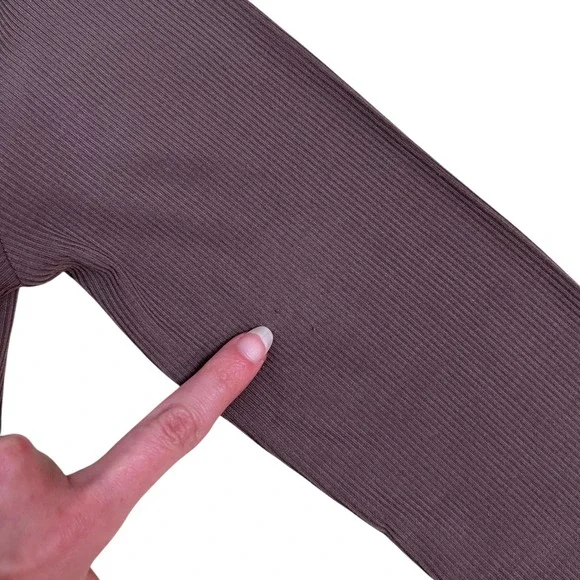 Skims Soft Lounge Amethyst Taupe Ribbed Mock Neck Long Sleeve Maxi Dress SZ S - Picture 10 of 13